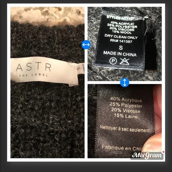 ASTR The Label Lexie Side Tie Sweater Wool Blend Graphite Gray S - Picture 6 of 8